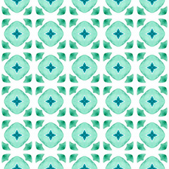 Watercolor ikat repeating tile border. Green 