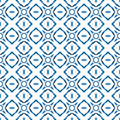 Chevron watercolor pattern. Blue fetching boho 