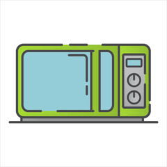 Microwave line art vector icon outline.Kitchen appliances.