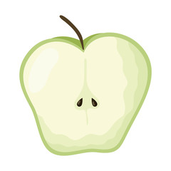 half apple fresh fruit isolated icon