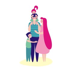 Family, mom, dad, daughter and son