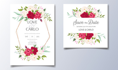 Beautiful floral wreath wedding invitation card template