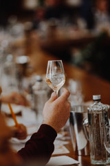 White and rose wine close up view glass and carafe wine. 