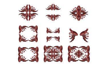 set of Brown flora ornament decoration