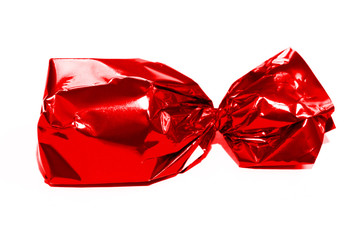Red candy wrapped isolated on white