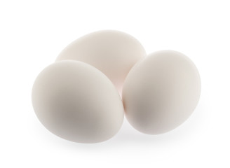 chicken eggs isolated on white background with clipping path