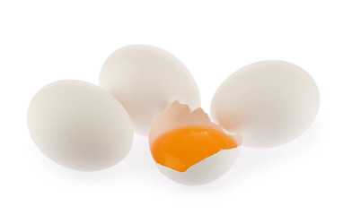chicken eggs isolated on white background