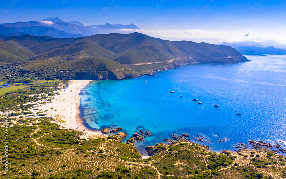 Canvas Prints Aerial view east coast of Corsica