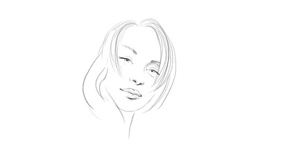 Portrait of a beautiful woman. Pencil drawing