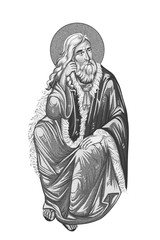 Holy Prophet Elijah. Illustration sketch in Byzantine style