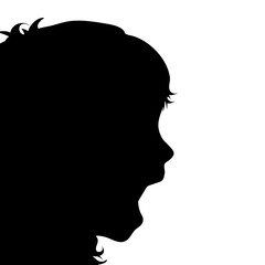 Naklejka na ściany i meble Vector silhouette of scream anonymous child on white background. Symbol of people and fear.