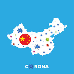 Vector China map illustration with emphasis on Wuhan city