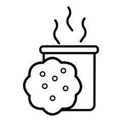Cup coffee and cookie isolated vector icon