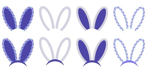 Easter bunny ears with mermaid scales vector illustration.Happy Easter background