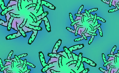 paint of close up Corona virus in the air. Abstract Background.