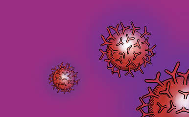 paint of close up Corona virus in the air. Abstract Background.