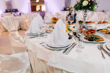 Table set for an event party or wedding reception