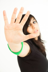 Pretty girl on white background