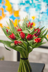 bouquet of red tulips