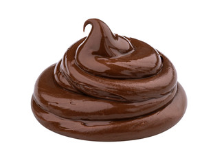 Swirl of chocolate cream isolated on white background