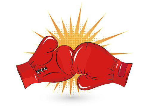 Boxhandschuhe mit einem kr&auml;ftigen Schlag