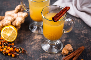 Healthy hot sea buckthorn tea
