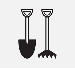 Shovel icon vector logo design template