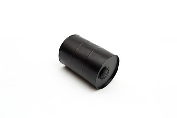 a black barrel of oil on a white background. Ecology and environment. The problem of oil pollution. The oil crisis, the fall in oil prices