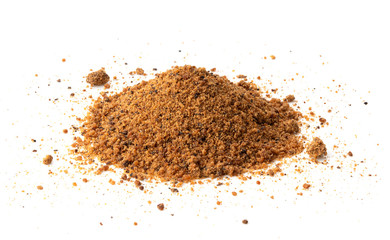 Nutmeg powder isolated on white background