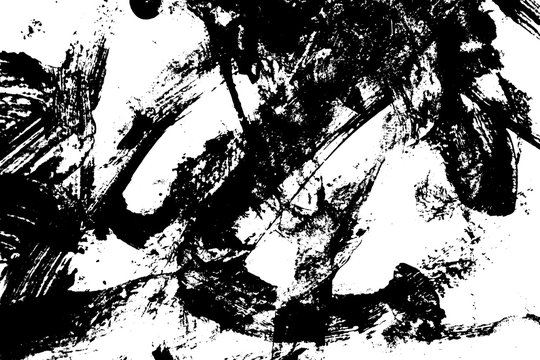 abstract black brush stroke of watercolor drawing paint texture on white background