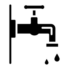 Tap Nall with Stopcock Design Vector Glyph Icon Concept, Faucet Water Drop Design on white background,