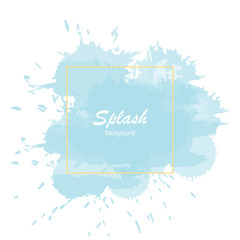 Splash aqua blue on white paper background. Abstract watercolor. Vector illustration. Texture on white backdrop.