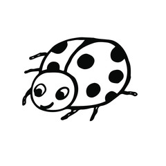  Vector illustration. Drawn abstract insect ladybug on a white background.