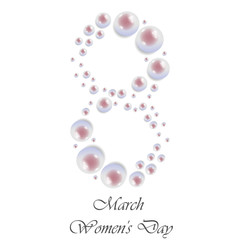 March 8 with pearls for Womens Day, vector art illustration.