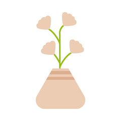 cute flower with potted on white background