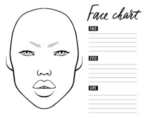 Face chart Blank. Makeup Artist Vector template.
