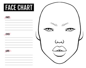 Face chart Blank. Makeup Artist Vector template.