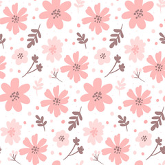 Vector Floral seamless pattern. Flowers and leaves.
