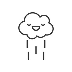 Kawaii cloud with rain cartoon line style icon vector design