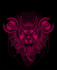 vector illustration Oni mask scary face Good for print on demand.