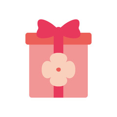 Gift with flower flat style icon vector design