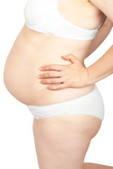 pregnant women on white background