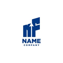 NF monogram logo with a negative space style arrow up design template