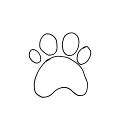 Animal paw footprint isolated on white background. Simple vector contour illustration in cartoon doodle style.