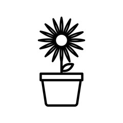 Isolated flower inside pot line style icon vector design