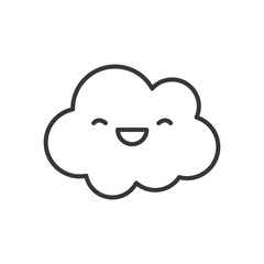 Kawaii cloud cartoon line style icon vector design