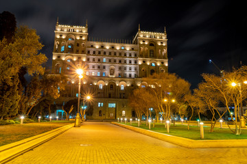 Fototapeta na wymiar Beautiful Government House of Baku at night