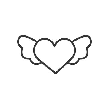 cute heart with wings line style icon vector design