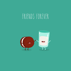 Oreo and milk are friends forever. Vector graphics. - 328696743