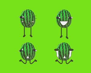 vector cute watermelon characters flat design